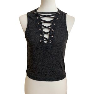 Gray sleeveless Crop Top
